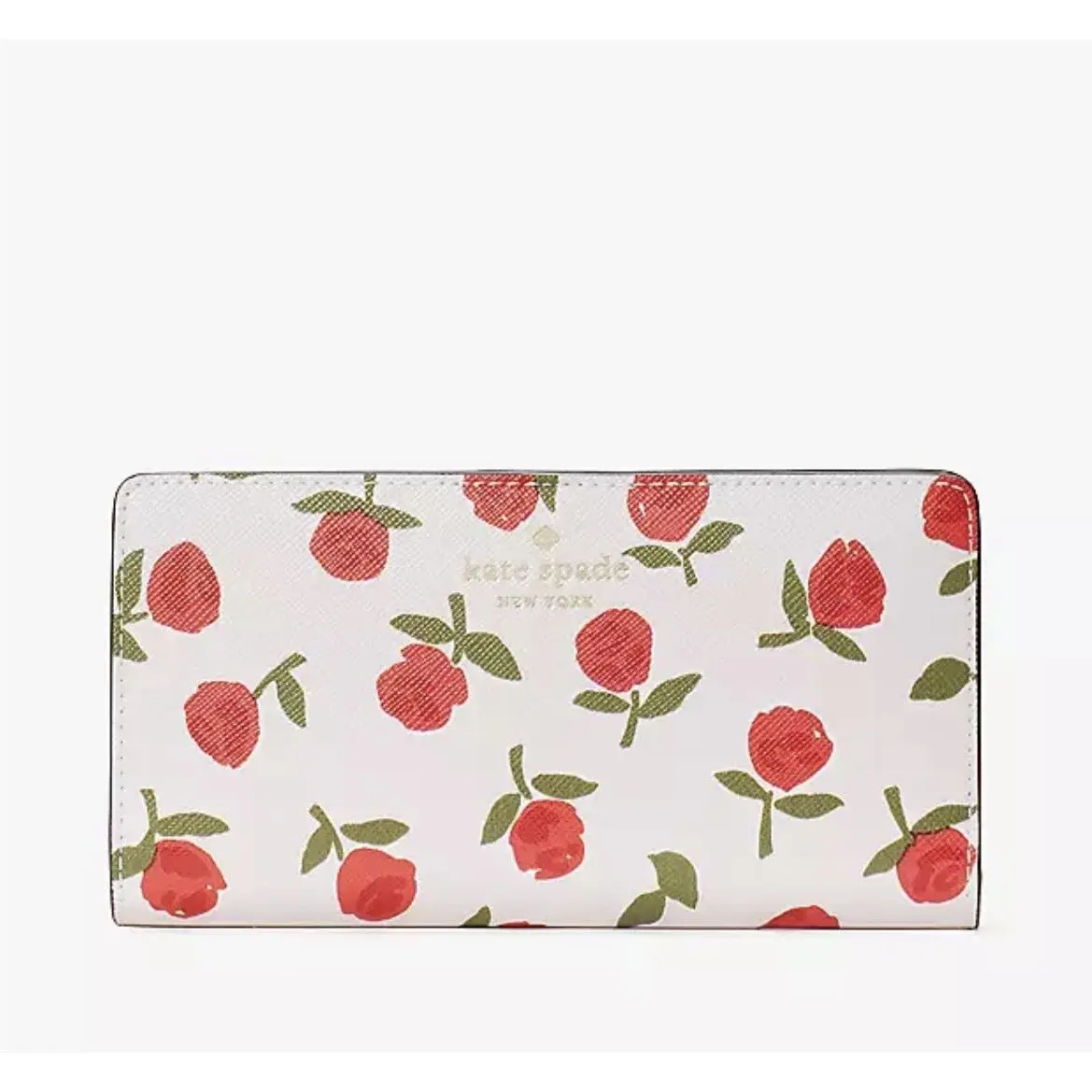 Kate Spade Dana Large Slim Bifold Wallet Saffiano Festive Rosette Print