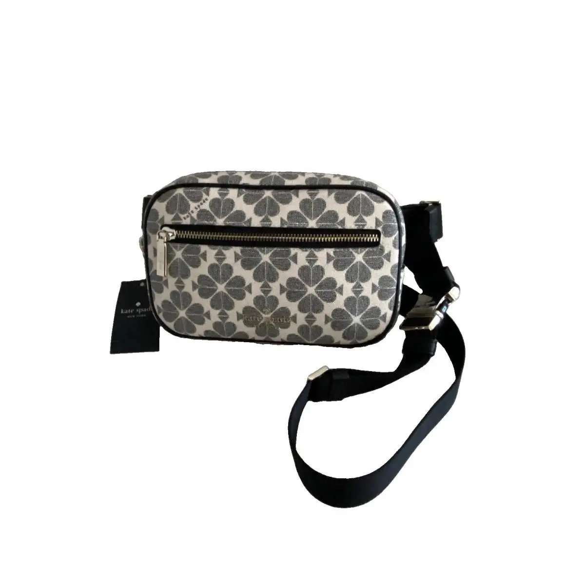 🆕 Kate Spade Signature Spade Flower Belt Bag Fanny Pack Black Cream