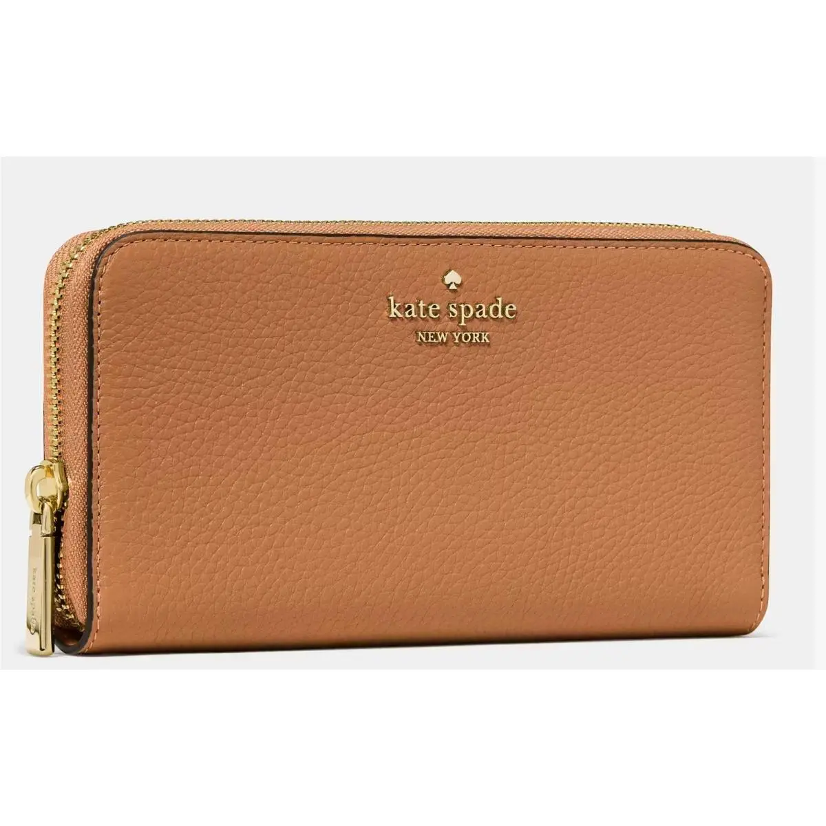 Kate Spade Large Pebbled Leather Zip Around Continental Wallet in Warm Ginger