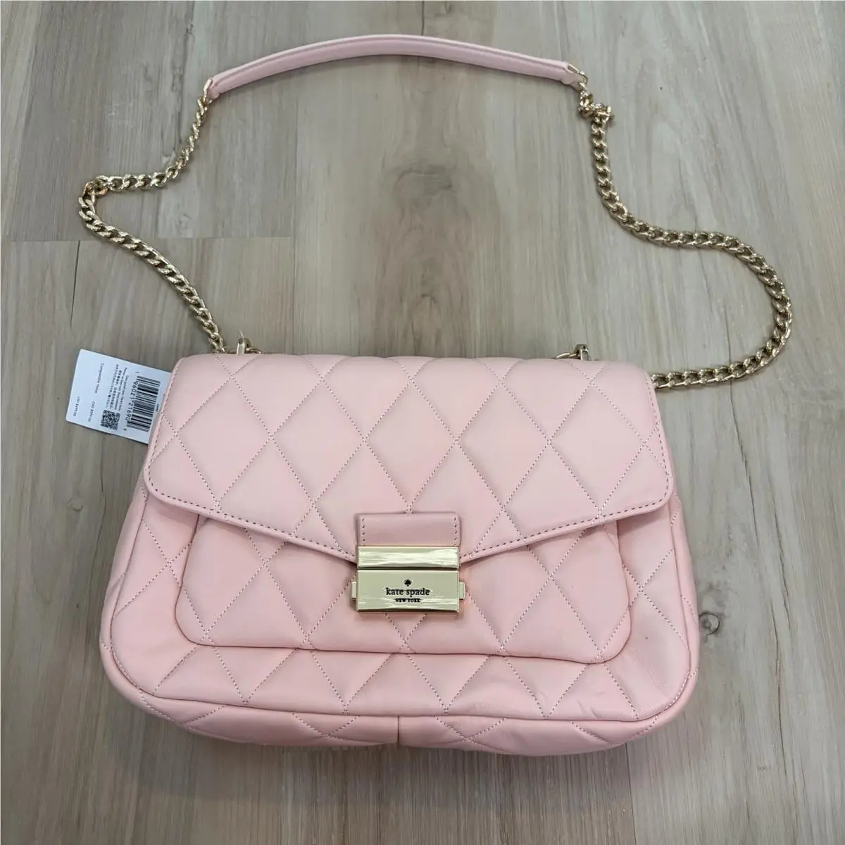 Carey Medium Flap Shoulder Bag Purse Quilted Leather In Conch Pink by Kate Spade
