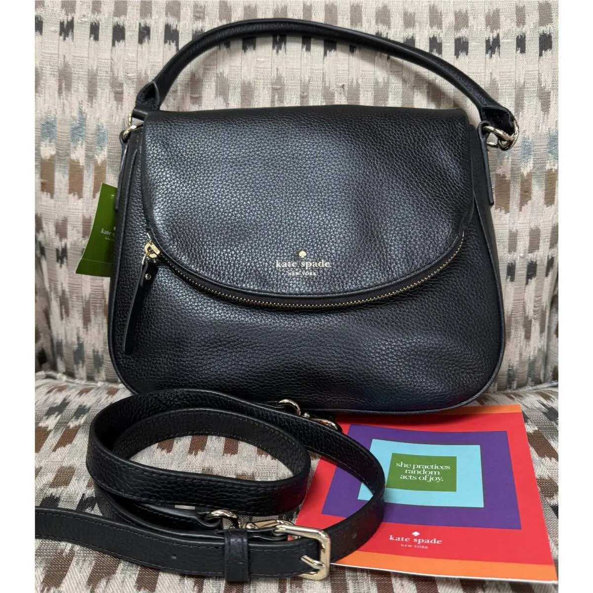 Boerum Place Devin Black Pebbled Leather Crossbody Satchel Purse Bag by Kate Spade