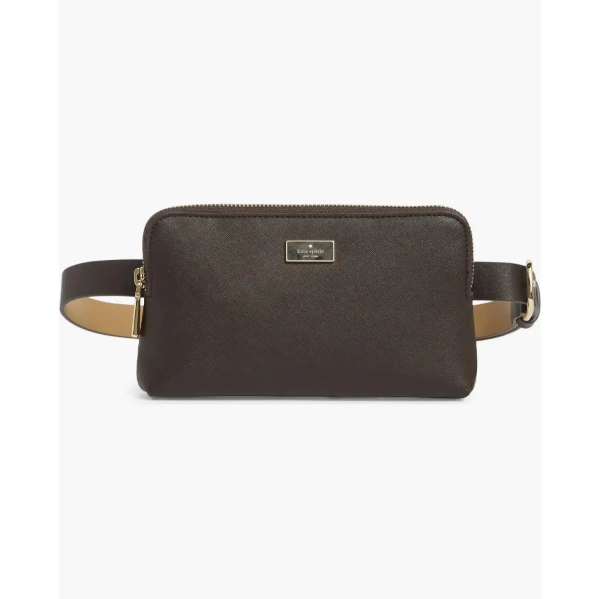New York Saffiano Leather Top Zip Belt Bag Brown S/m by Kate Spade