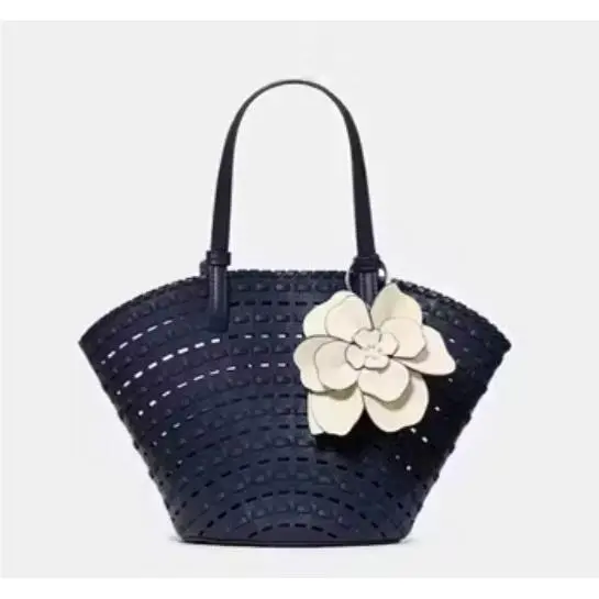 Kate Spade Dahlia Tote Bag in Parisian Navy with Detachable Flower Charm