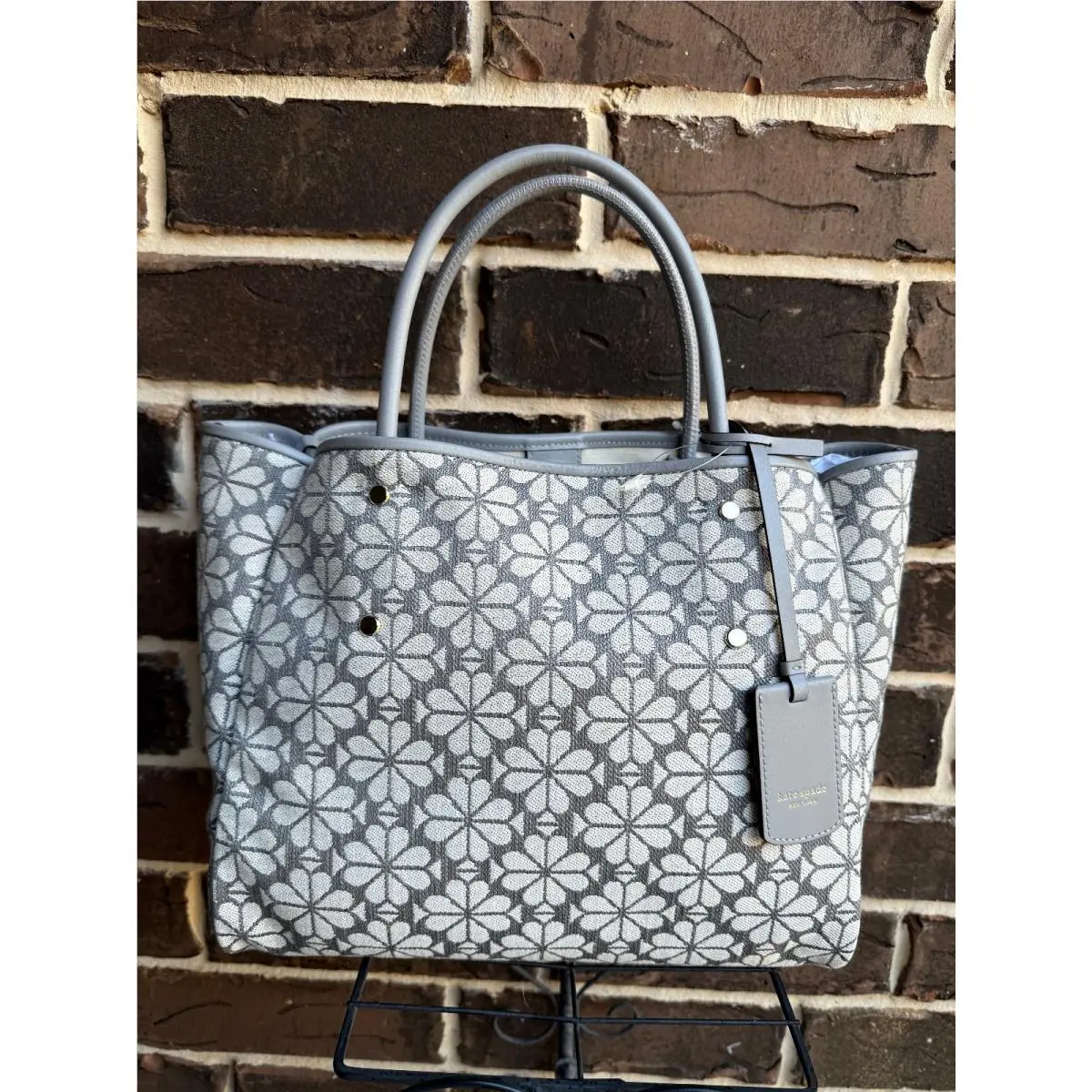 Spade Flower Jacquard Medium Everything Tote Grey Multi by Kate Spade
