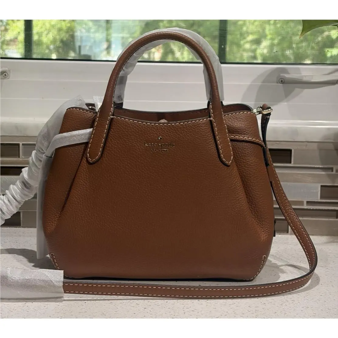 Dumpling Small Satchel Crossbody Bag Hobo Ginger Brown Leather Gold by Kate Spade
