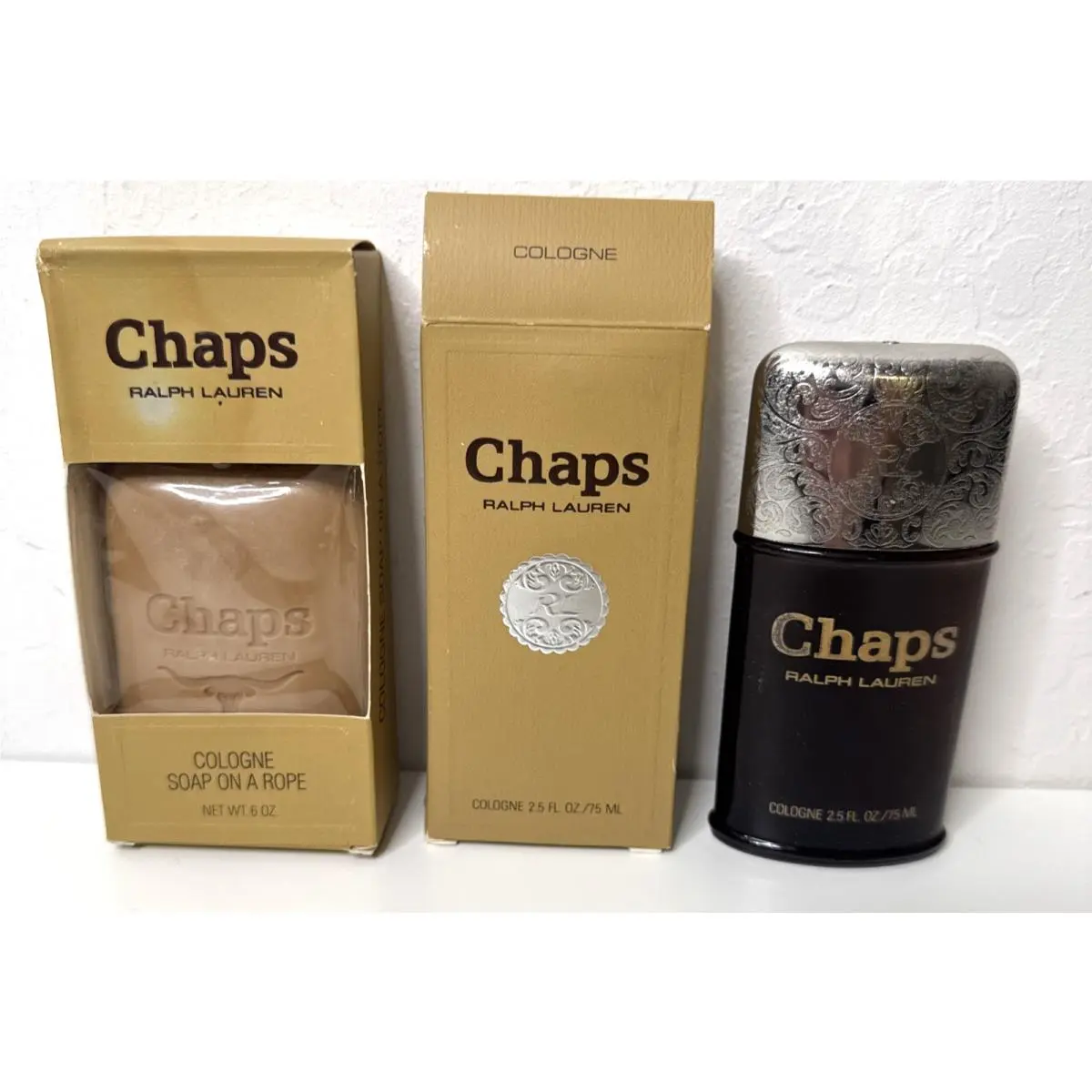 1979  Chaps Men Natural Cologne 2.5 oz 75 ml Soap On a Rope by Ralph Lauren
