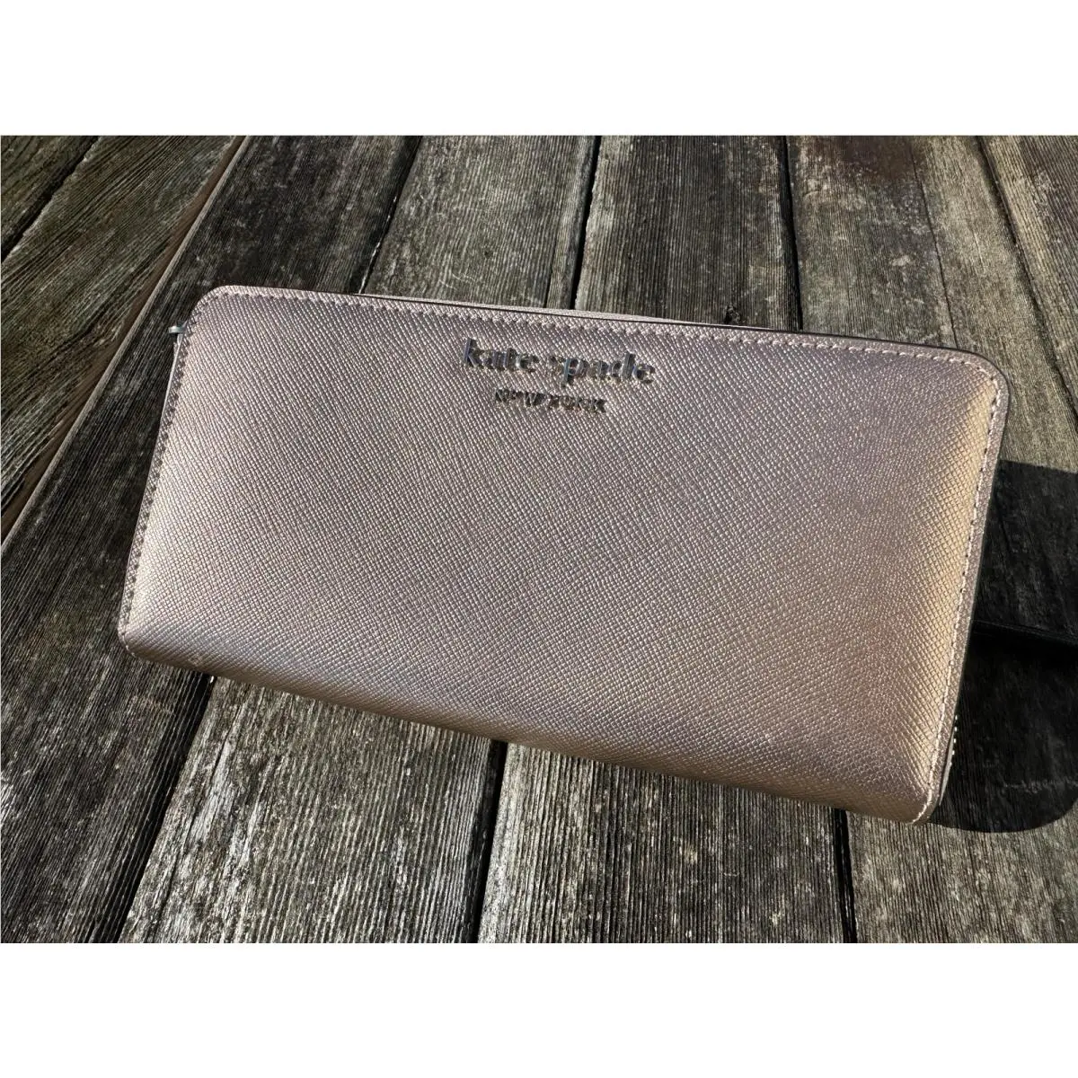 Metallic Cameron Street Wallet in Glittering Gold New Full Zip by Kate Spade