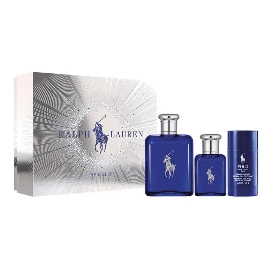 Ralph Lauren Polo Blue 3 Pcs Gift Set Eau De Toilette Masculine For Men 250 ML
