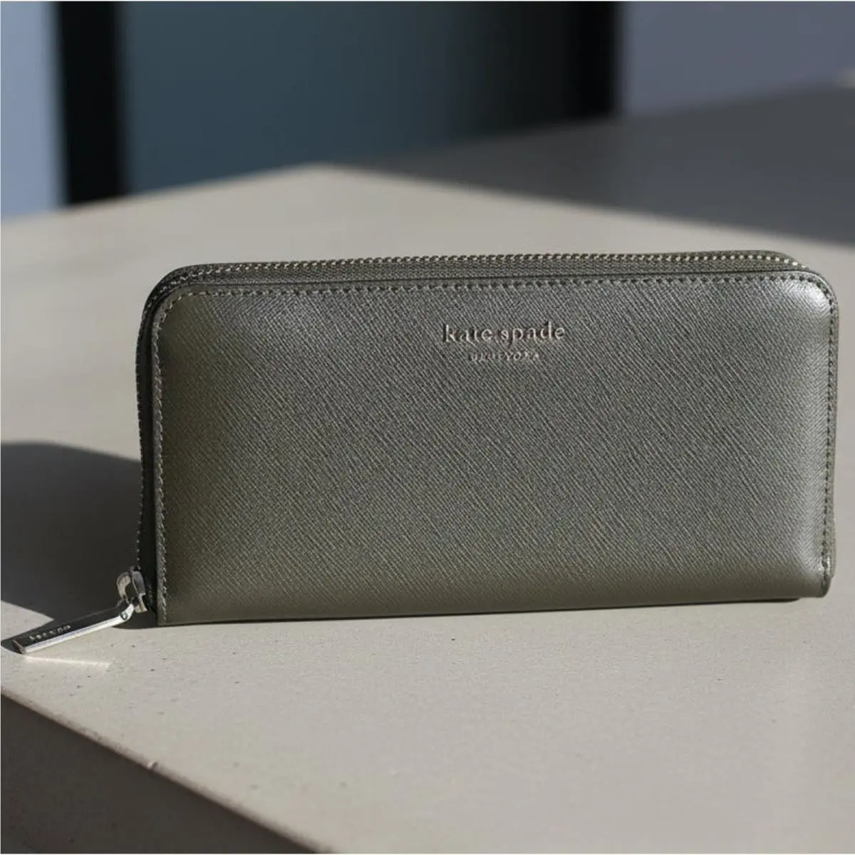 Spencer Wallet Duck Green Leather Large Zip Around Continental by Kate Spade