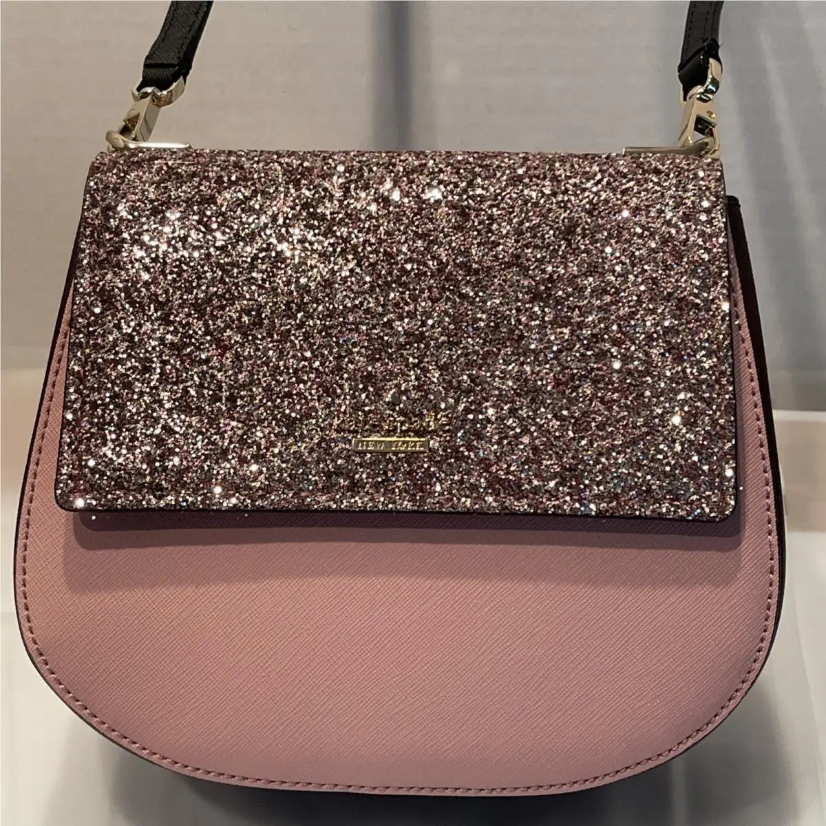 Cameron Street Glitter Pink Brown Byrdie Crossbody Bag Handbag by Kate Spade