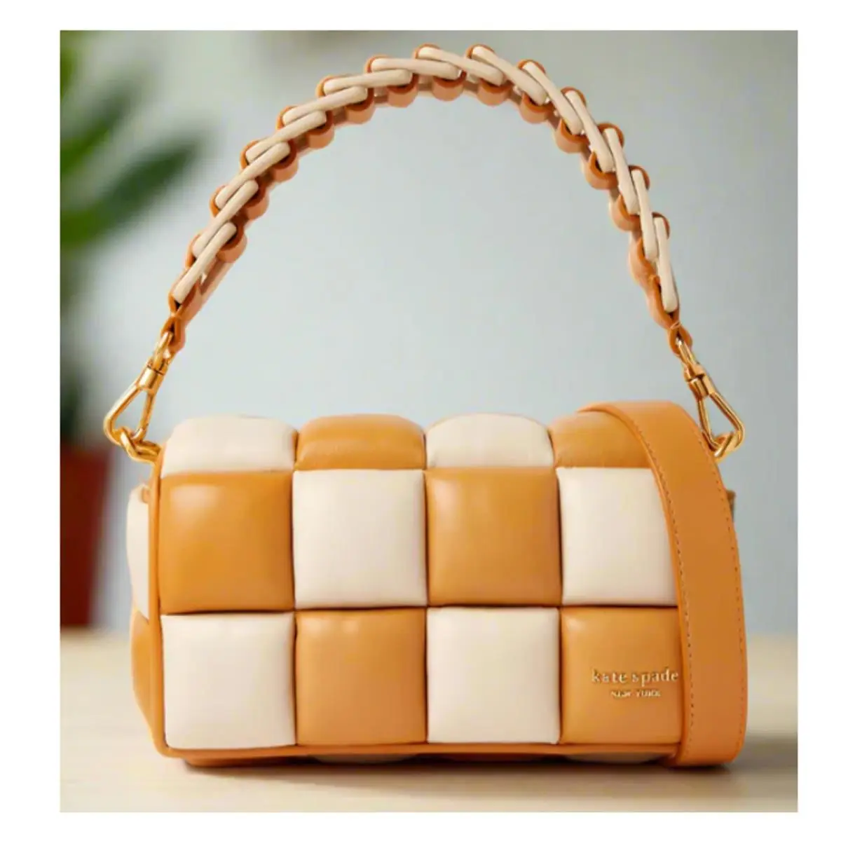 Kate Spade Boxxy East West Crossbody Bag Bare Colorblock Leather Cube Orgpkg