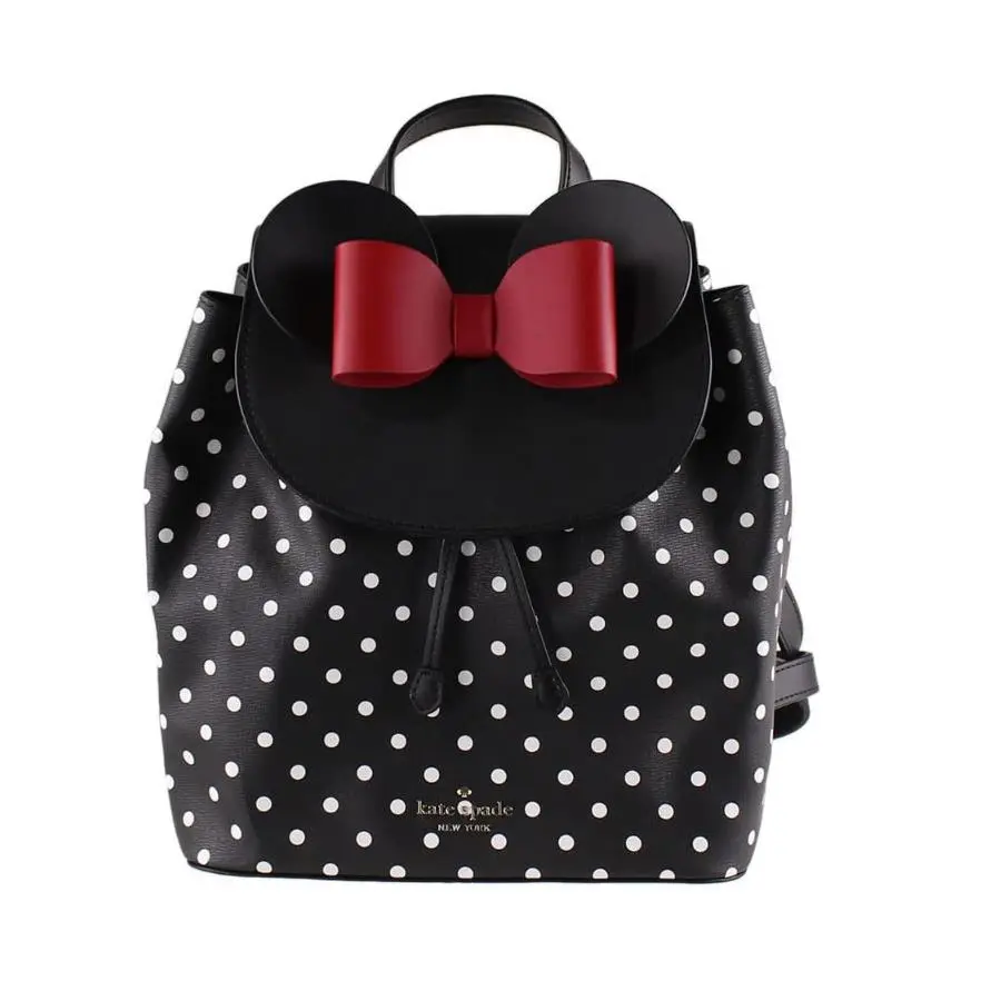 Kate Spade New York X Disney Minnie Mouse Black Polka Dot Leather Backpack Bag