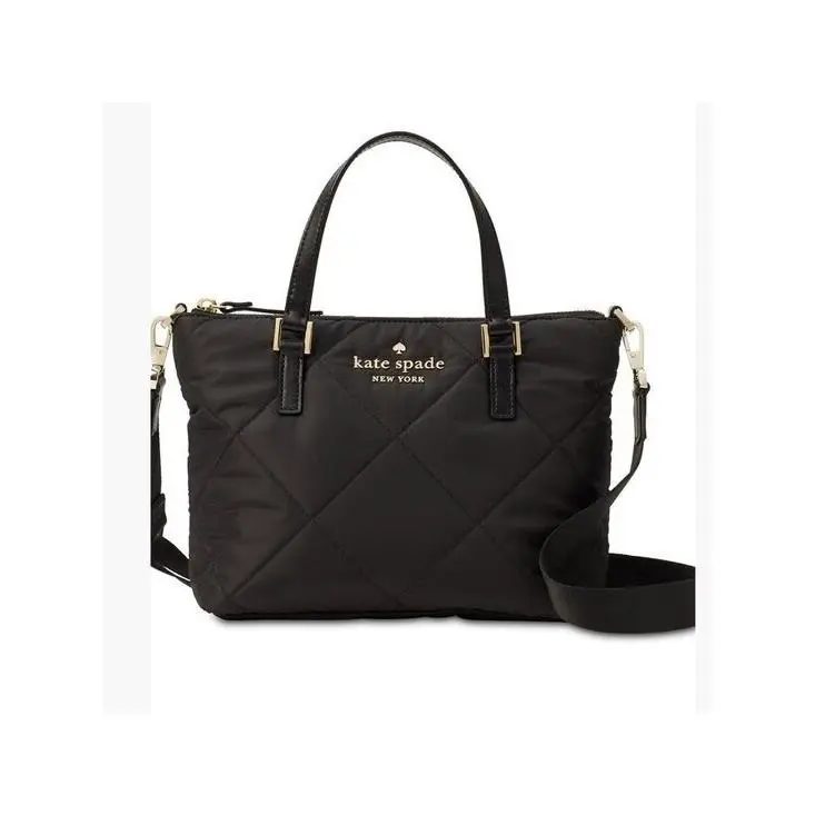 York Watson Lane Quilted Maya Tote Black Nylon Euc by Kate Spade