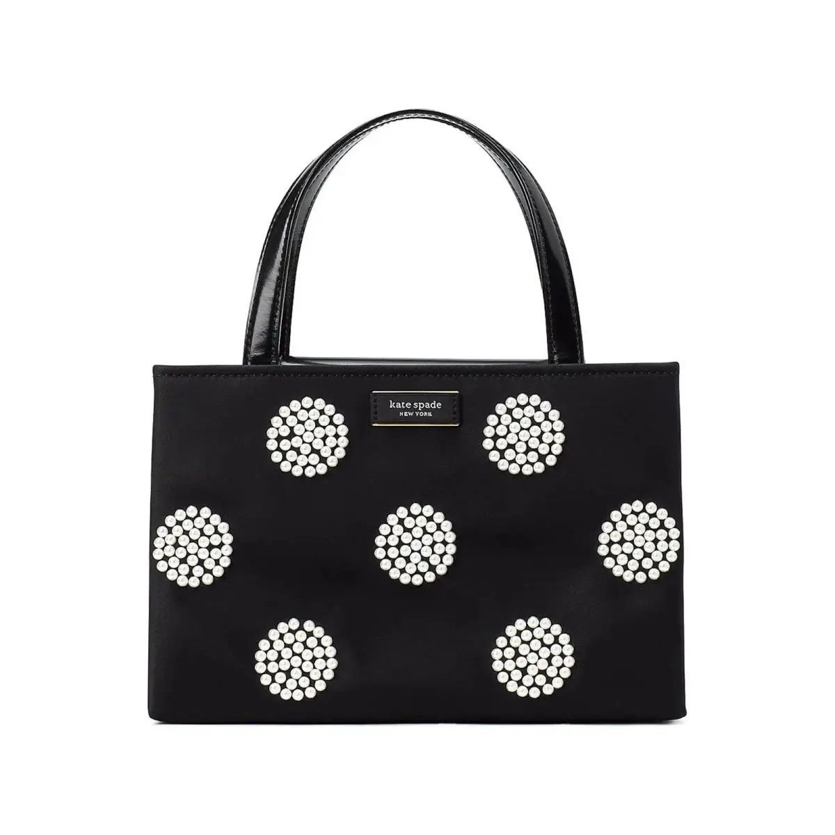 Kate Spade New York Mini Sam Icon Artificial Pearl Nylon Tote In Black