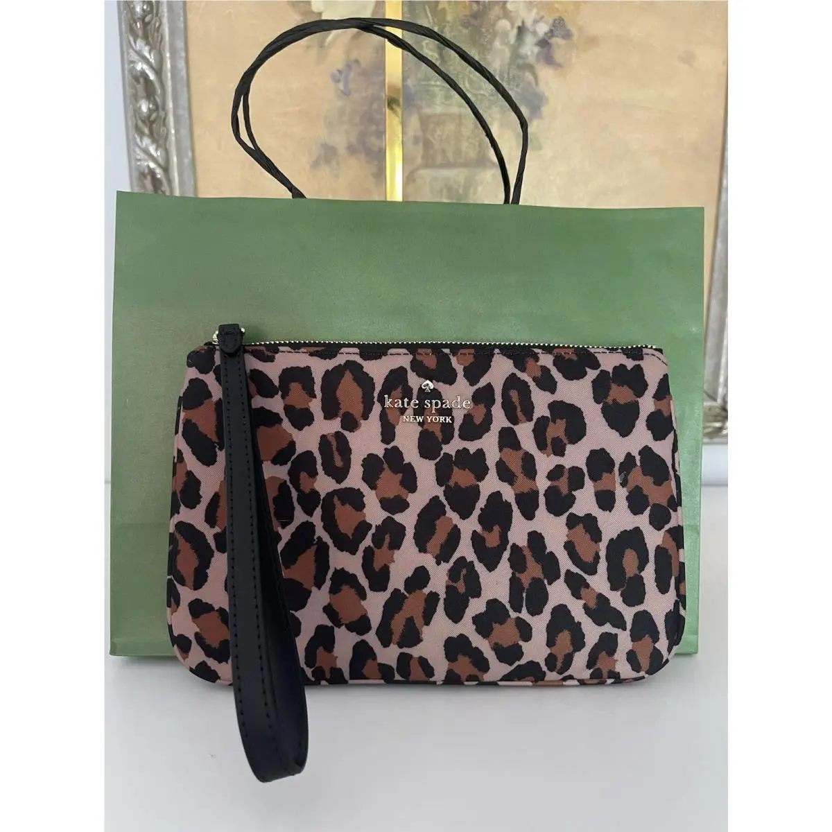 Kate Spade Spotted Leopard Chelsea Wristlet Pouch In Brown