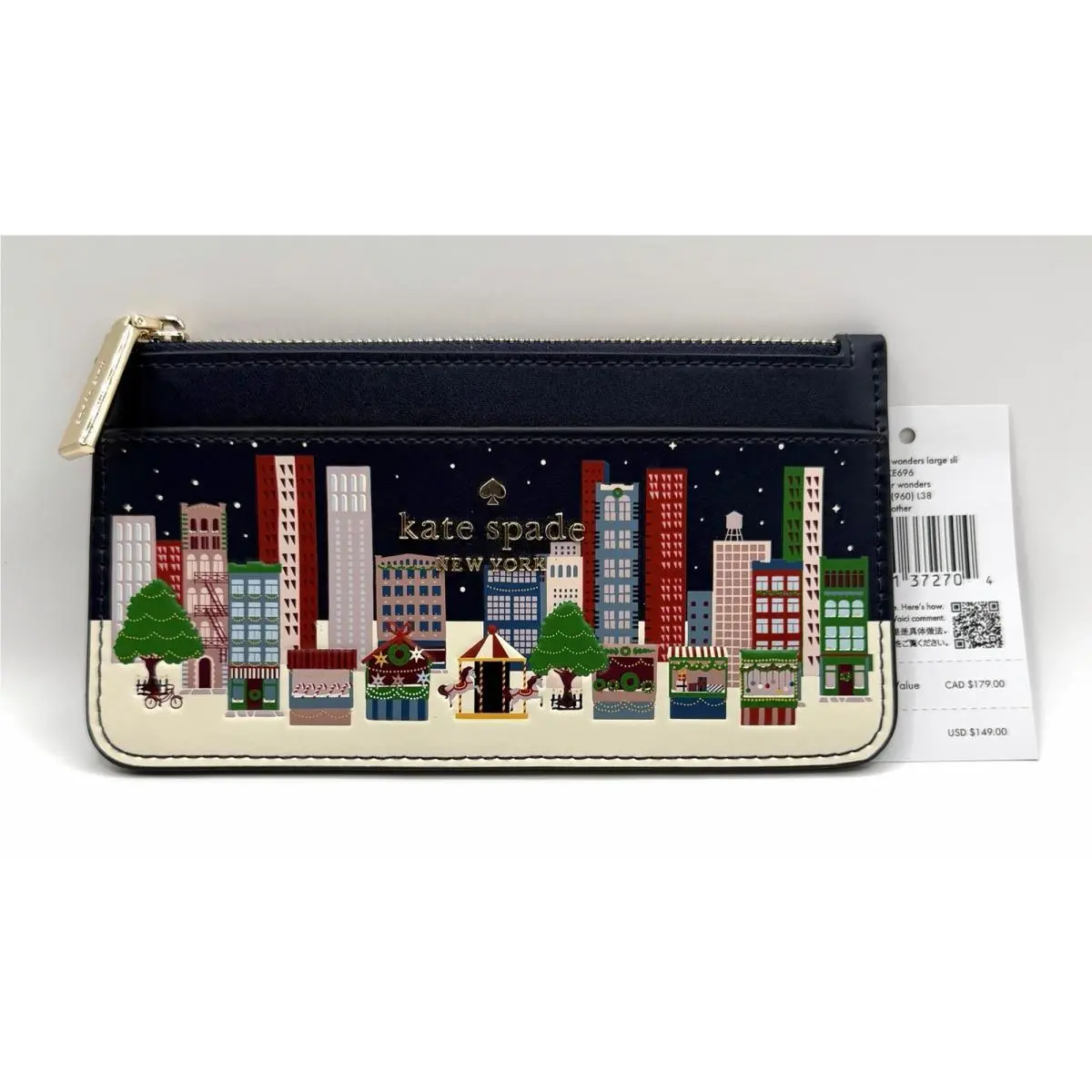 New  New York Winter Wonders Large Slim Card Holder Leather Wallet by Kate Spade