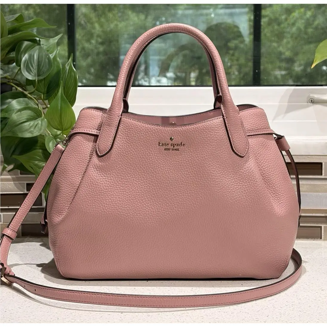 Dumpling Large Satchel Shoulder Hobo Bag Tote Dusk Rose Pink Leather by Kate Spade