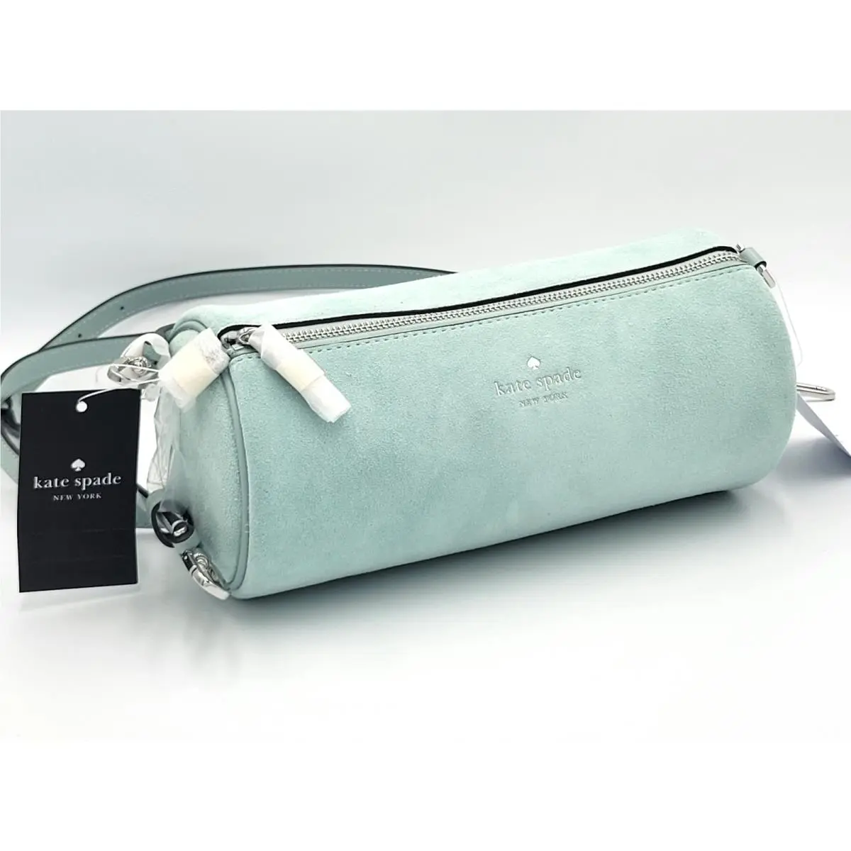 Roulette Suede Barrel Bag in Aventurine Crossbody by Kate Spade