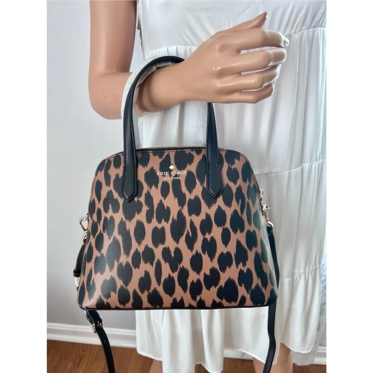 New  Schuyler Medium Dome Satchel Crossbody Spotted Leopard Prints by Kate Spade