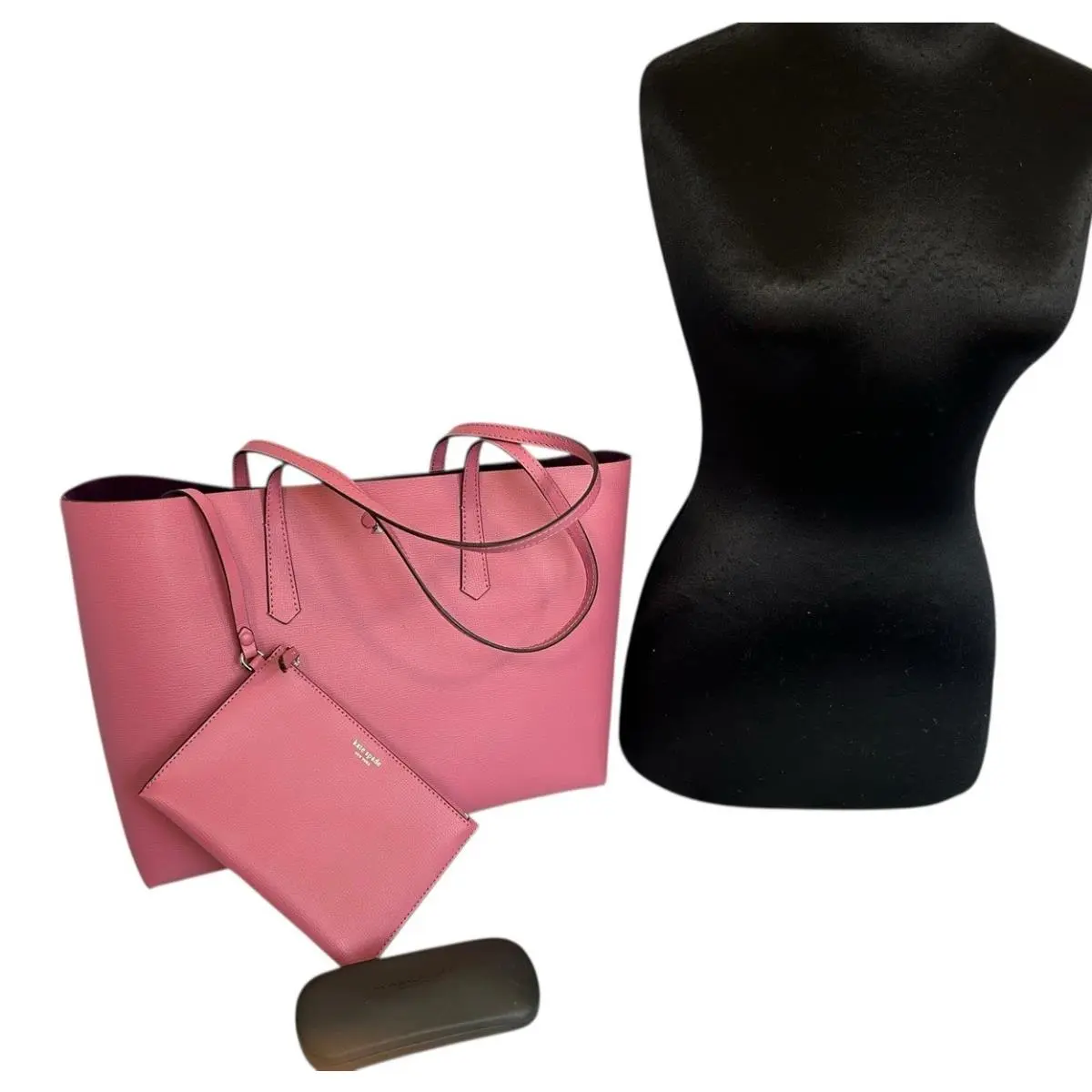 New Kate Spade Pink Hibiscus Tea Leather Molly Large Tote Bag Pouch Purse