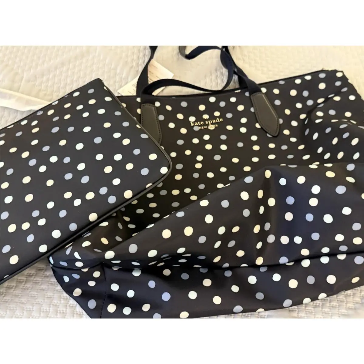 Mel The Little Better Glimmer Blue Multi Nylon Packable Tote Set by Kate Spade