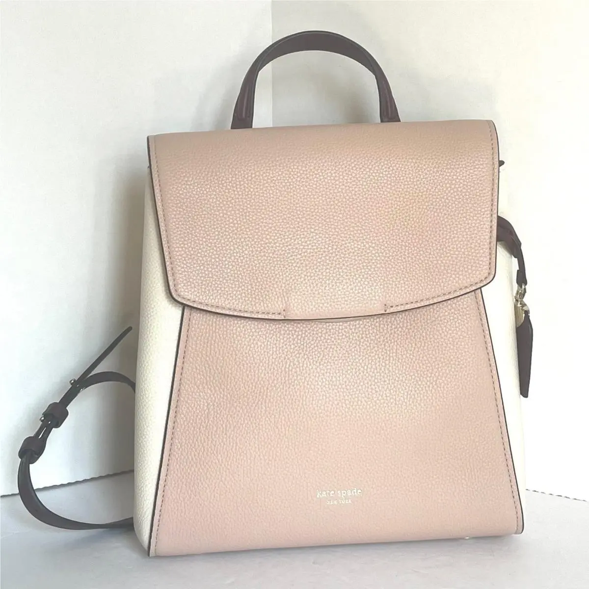 Leather Backpack Medium Beige Colorblock Flap Womens Grace Bag by Kate Spade