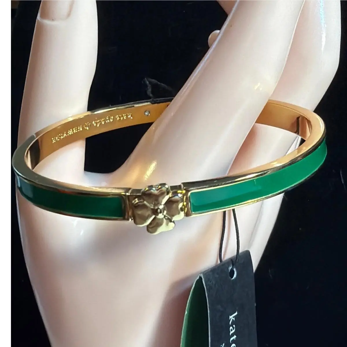 Glover Green Gold Hinged Bangle Bracelet Classic Stacking Jewelry by Kate Spade