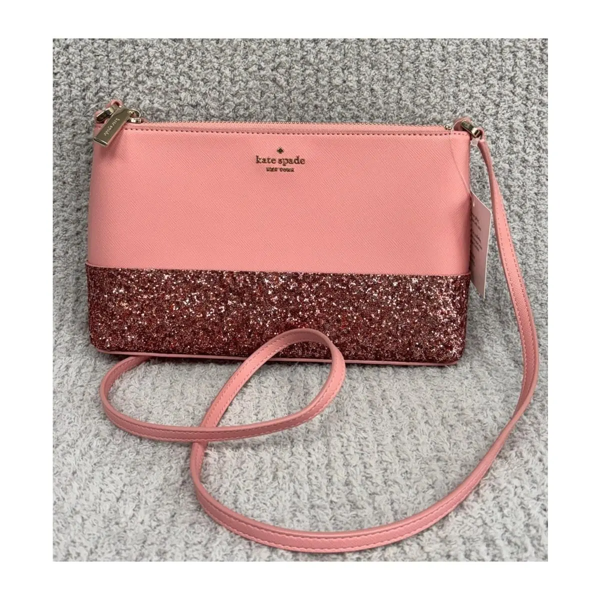Kate Spade Pink Leather Glitter Crossbody Purse 80844