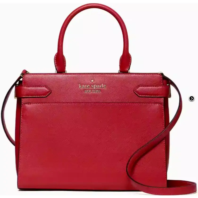 Madison Staci Medium Satchel Shoulder Bag Red Currant Leather by Kate Spade
