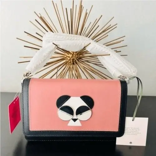 Gentle Panda Crossbody Leather Wallet Bag Pink/black by Kate Spade
