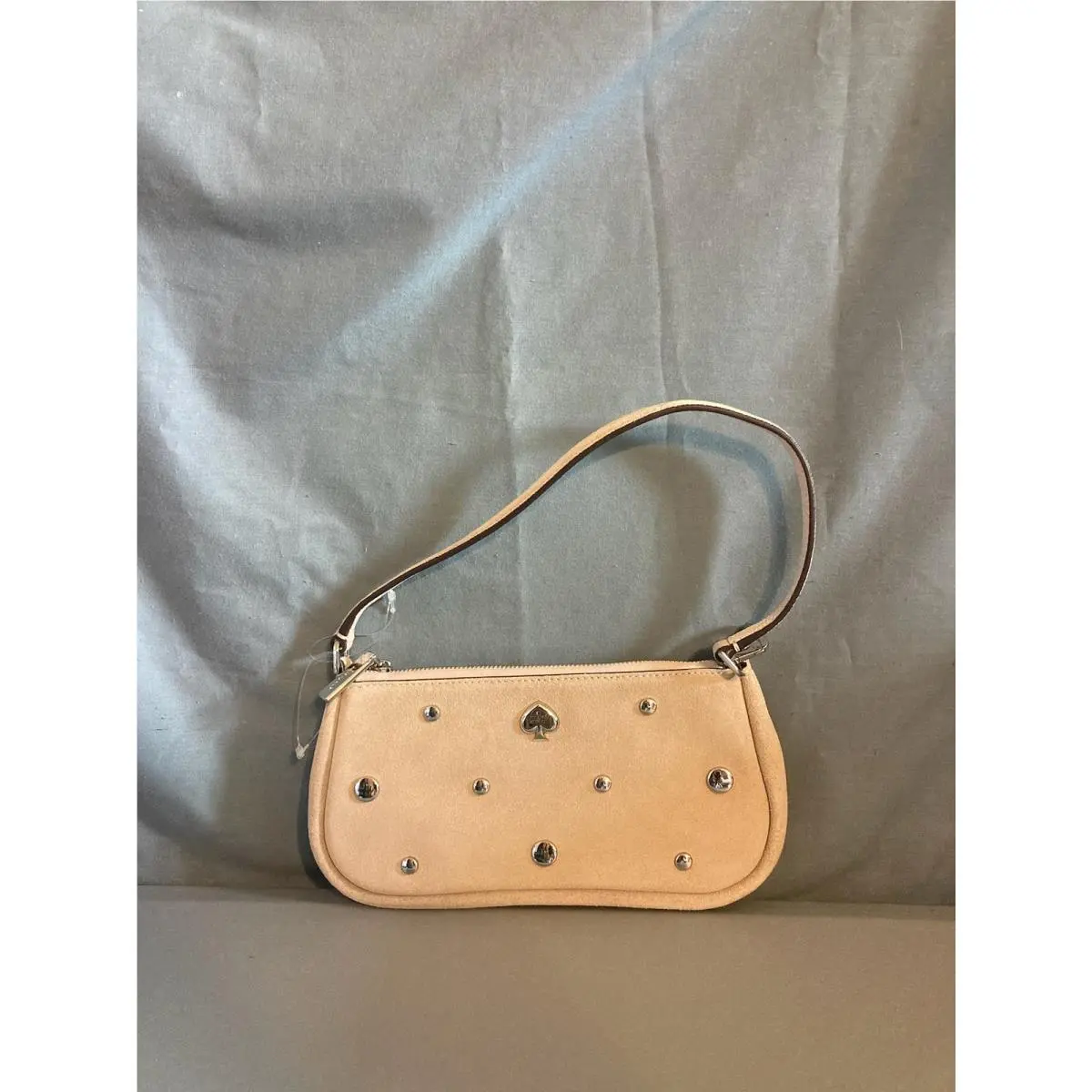 KM595 Kayla Suede Studs Convertible Wristlet Shoulder Bag Milk Glass by Kate Spade