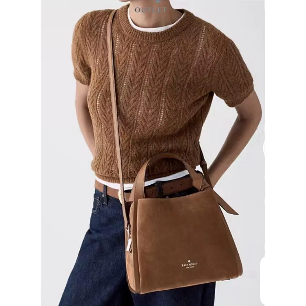 Knott Suede Carryall Crossbody Bag KN308 Warm Gingerbread by Kate Spade