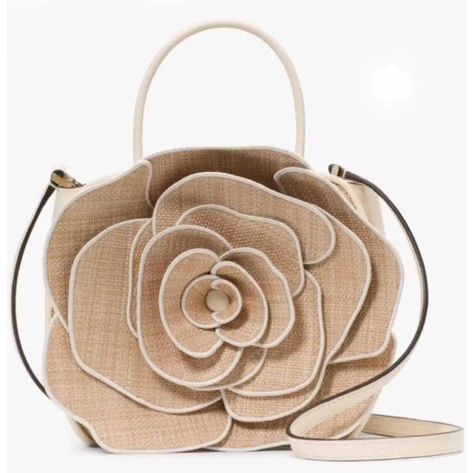 New York Flora Rose Crossbody Bag 3D Rose Novelty in Natural by Kate Spade