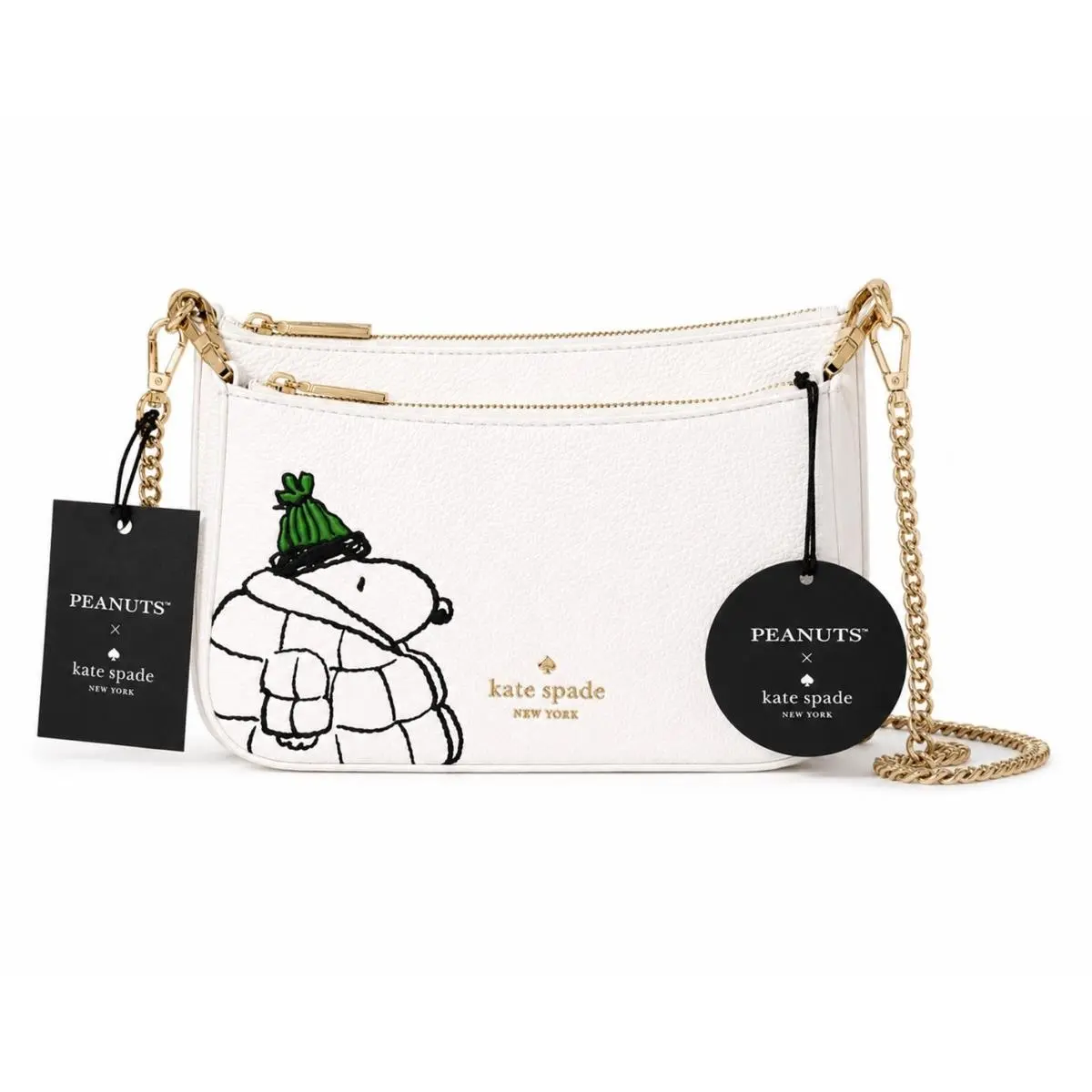 Kate Spade x Peanuts Snoopy Small Crossbody Bag Cream Multi KM582 New