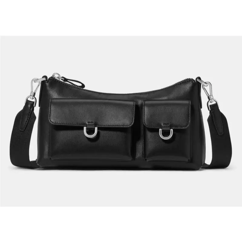 Cargo Crossbody Pocket Shoulder Bag Purse Small Black Leather Silver by Kate Spade