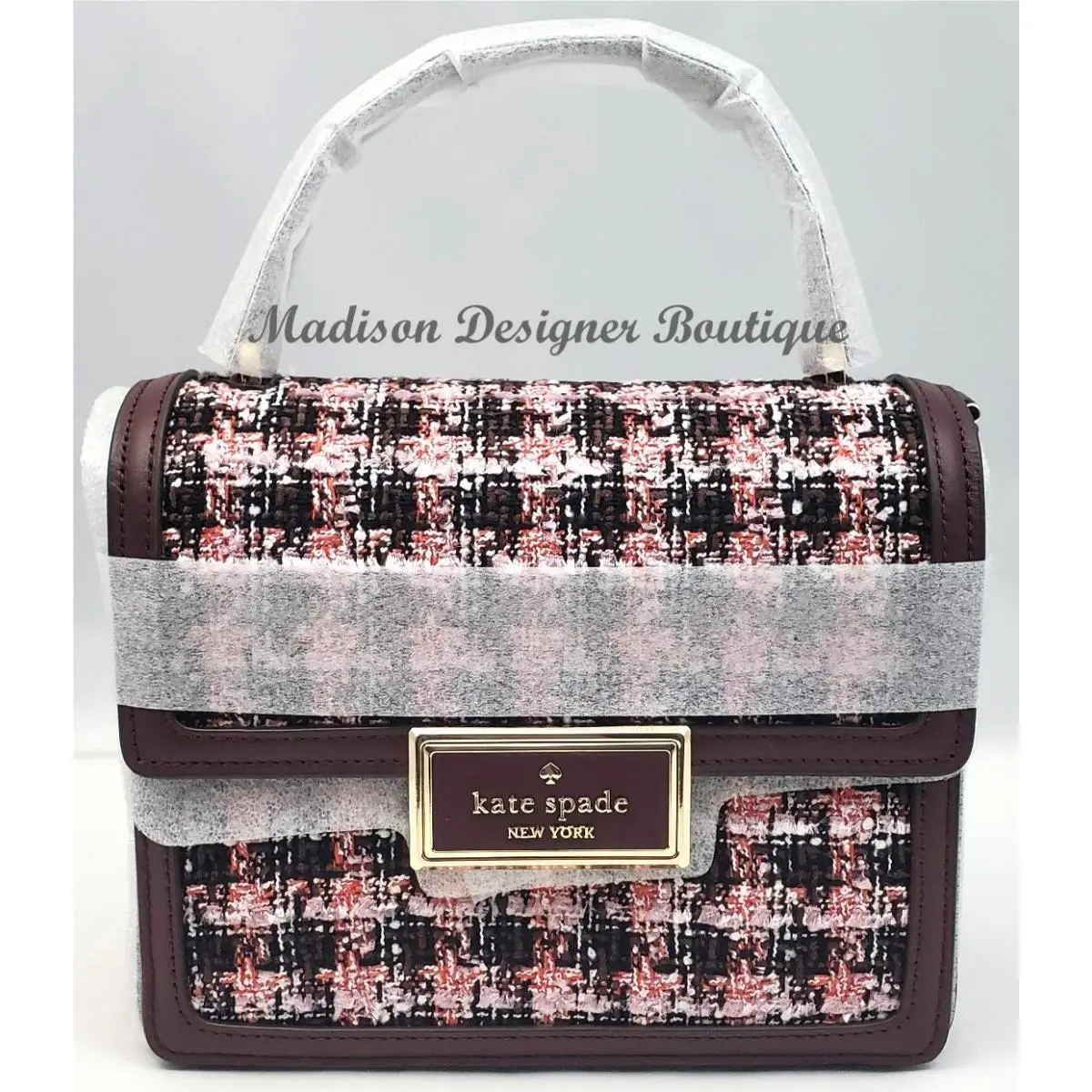 Reegan Tweed Top Handle Crossbody Cherrywood Multi Autumn Fall Rare by Kate Spade