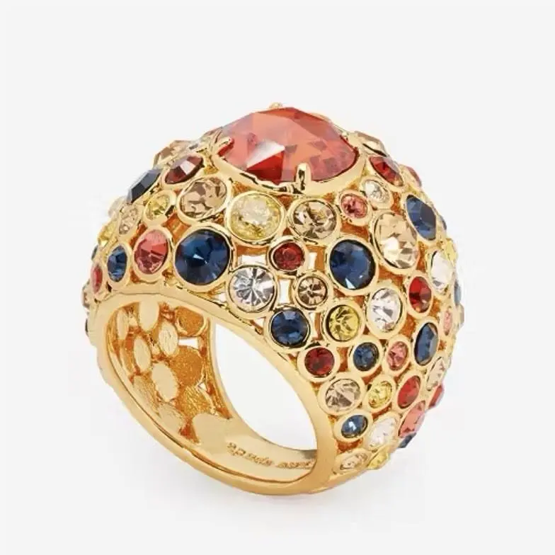 Kate Spade Sz 7 On The Dot Cocktail Statement Ring Crystal Colorful