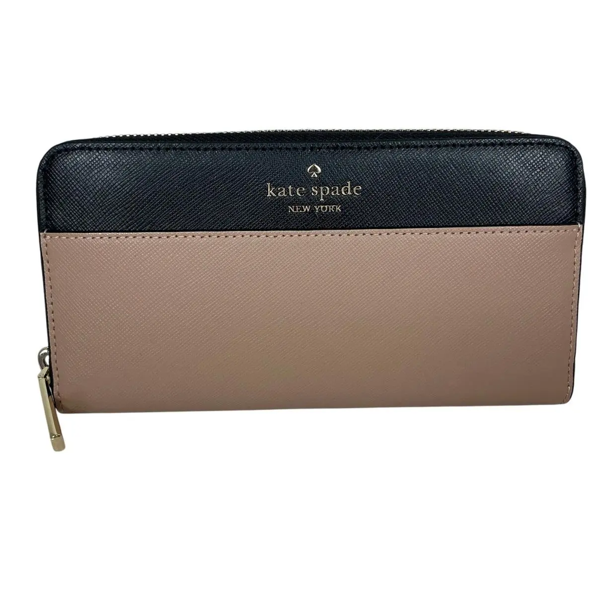 Kate Spade Madison Wallet Brown and Black Leather Large Continental Zip Around