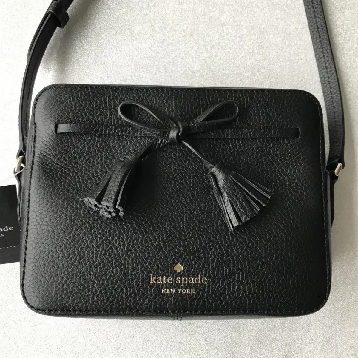 Hayes Black Pebbled Leather Camera Crossbody Bag : by Kate Spade