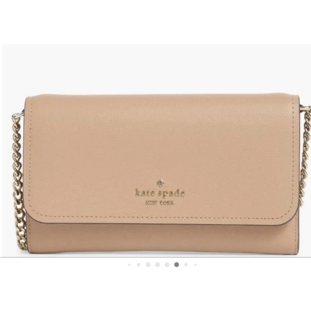 Kate Spade Darcy Chain Wallet Womens Medium Beige Tan Leather Crossbody
