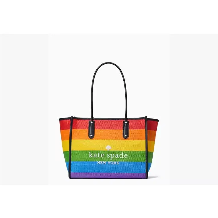 Kate Spade Ella Extra Large Bag Rainbow Mesh Bag Tote Zip Top Embroidered Logo