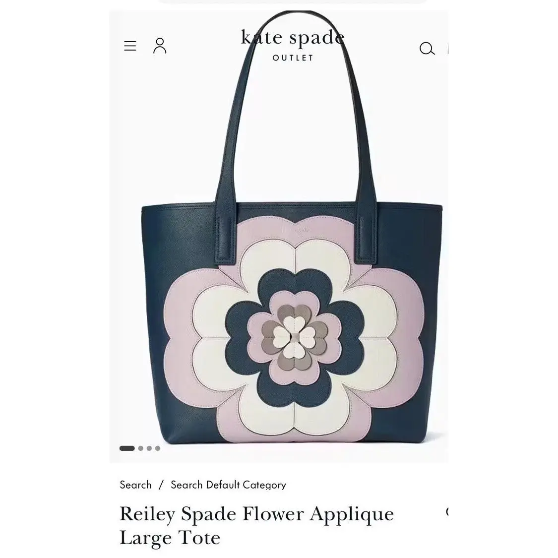 Kate Spade Reiley Spade Flower Applique Large Tote Petrol Blue WKRU6059