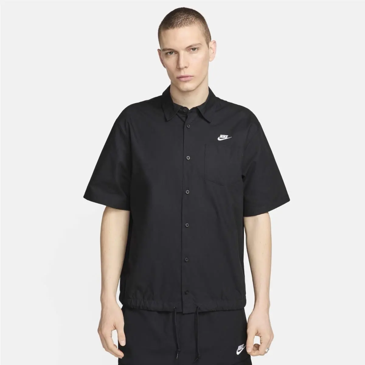 Nike Club Oxford Short Sleeve Button-up Shirt Mens Size Large FN3902 010