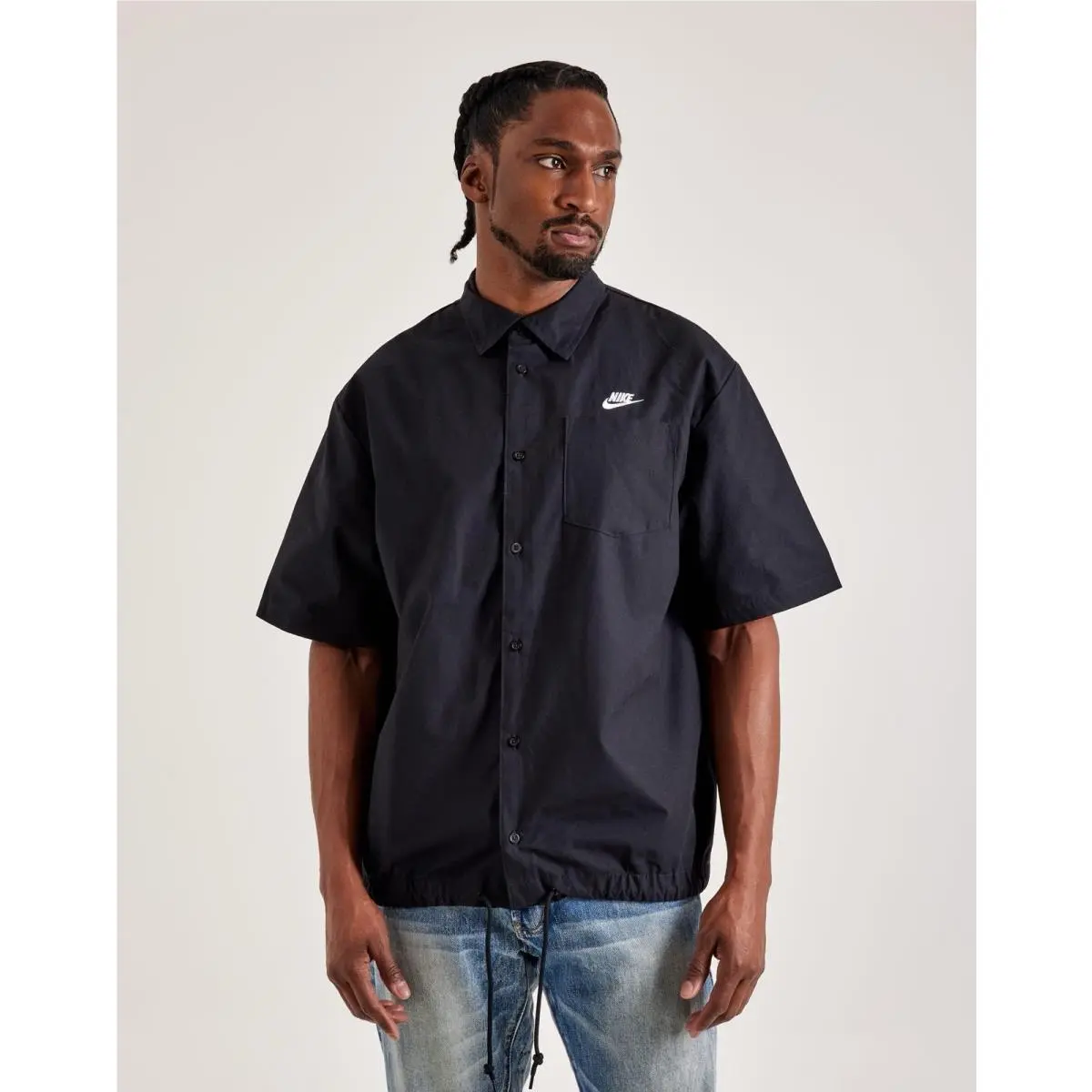 Nike clothing - Nike Club Oxford Short Sleeve Button-Up - FN3902-010 - Black (UPC: 196155608939) 2