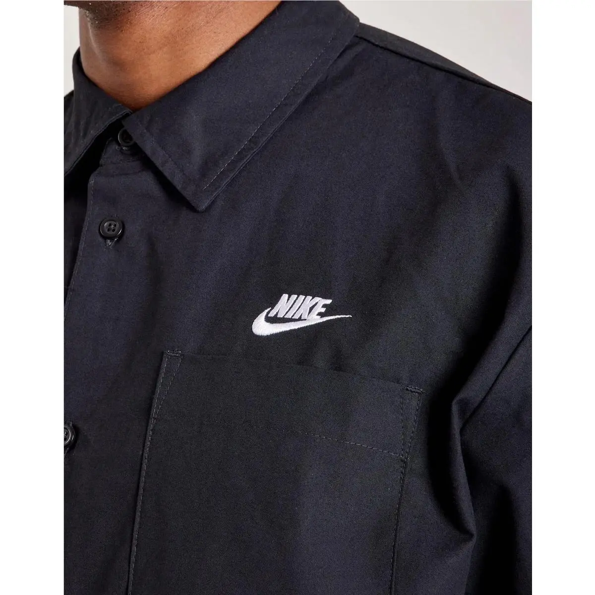 Nike clothing - Nike Club Oxford Short Sleeve Button-Up - FN3902-010 - Black (UPC: 196155608939) 0