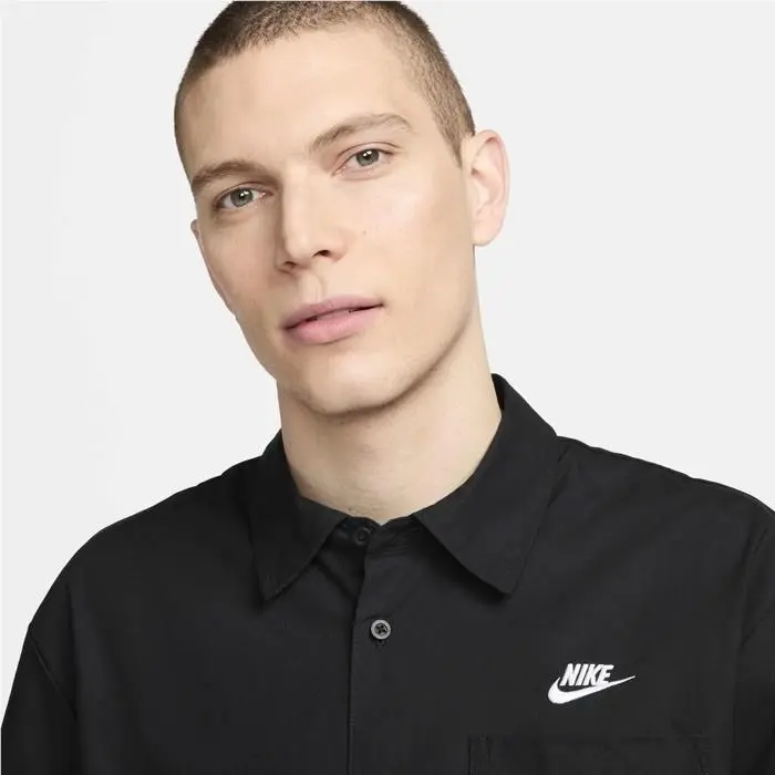 Nike clothing - Nike Club Oxford Short Sleeve Button-Up - FN3902-010 - Black (UPC: 196155608939) 1