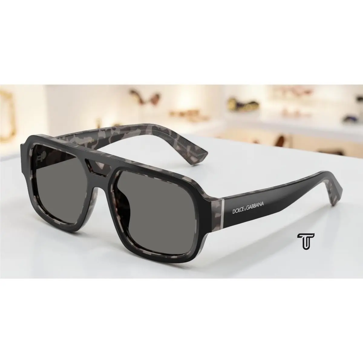 Dolce Gabbana DG4516 3403 1 Black On Grey Havana Grey 55 mm Men`s Sunglasses by Dolce & Gabbana