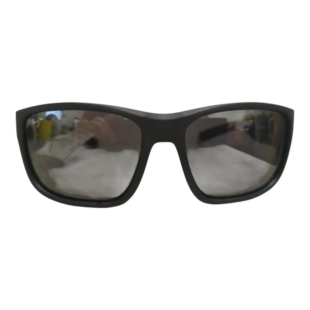 Maui Jim Amberjack Wrap Sunglasses Matte Black Frame Grey Lens