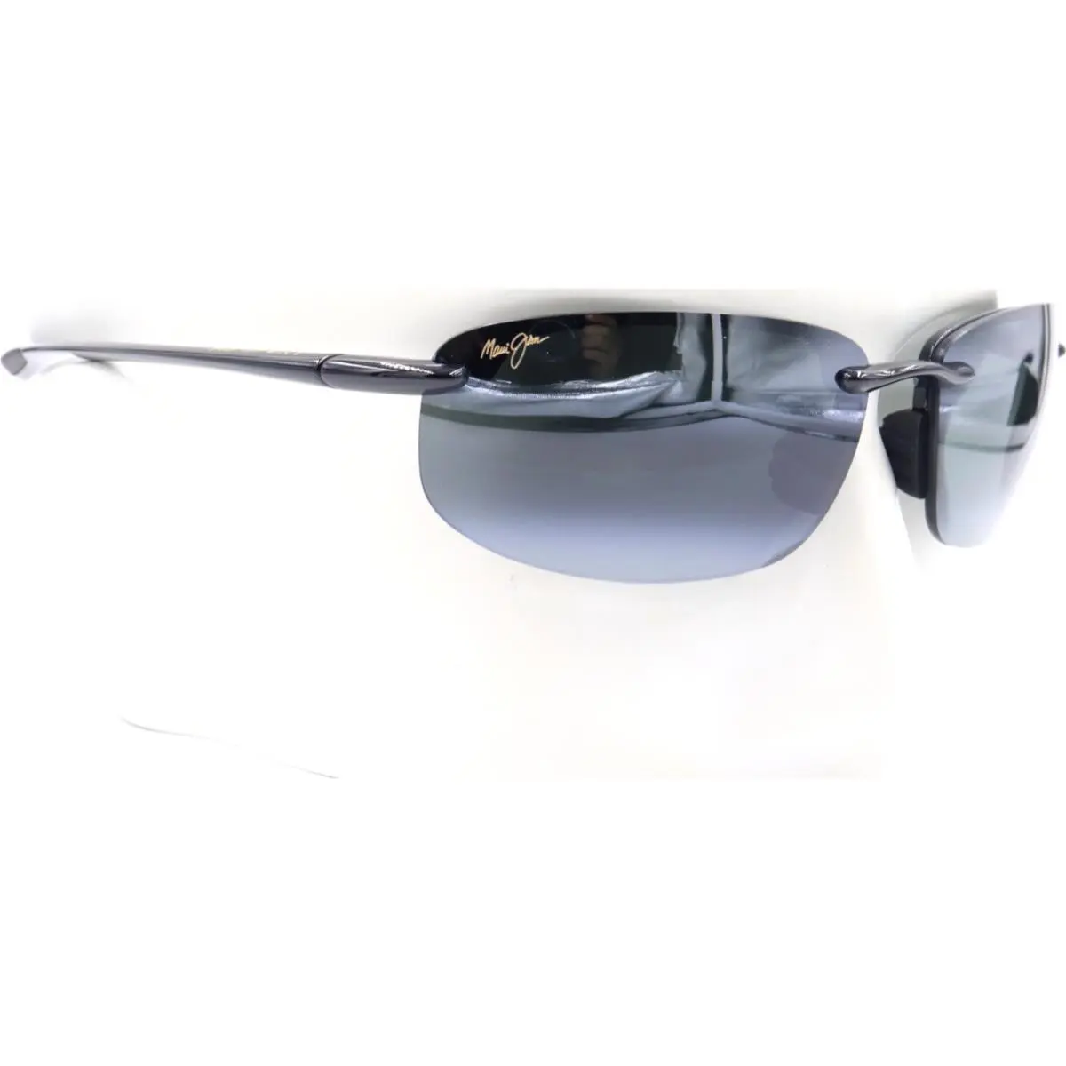Ho`okipa Gloss Black Semi-rimless Sunglasses 407-02 / MJ0407S-001 by Maui Jim