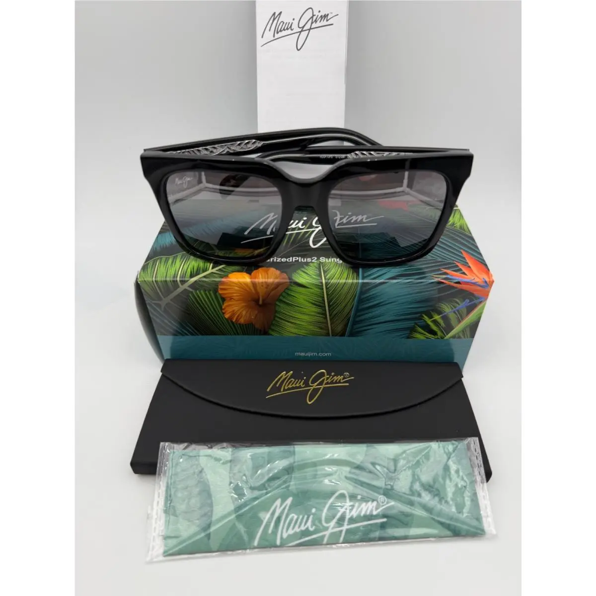 Polarized Sunglasses MJ 898 02 Rooftops Black Grey Mirror 54 20 145 by Maui Jim